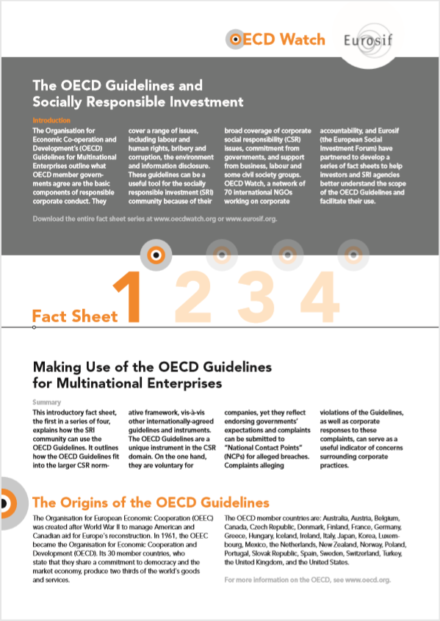 publication cover - OECD Watch Fact Sheet 1: Making Use of the OECD Guidelines for Multinational Enterprises