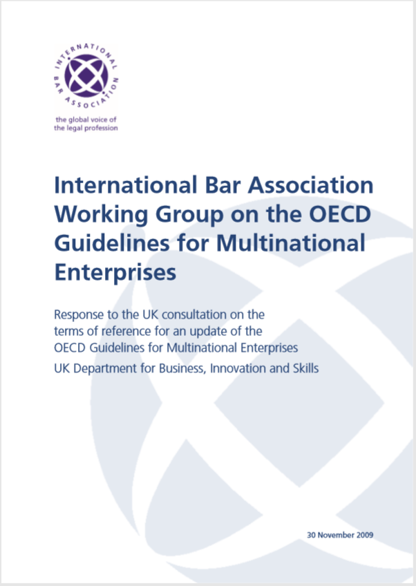 publication cover - Response to the UK consultation on the terms of reference for an update of the OECD Guidelines
