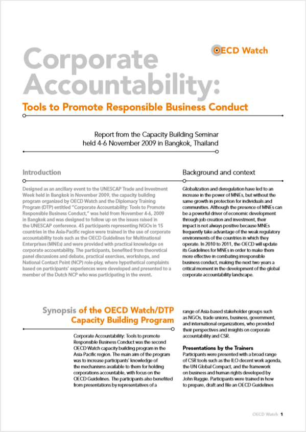 publication cover - Corporate Accountability: Tools to Promote Responsible Business Conduct