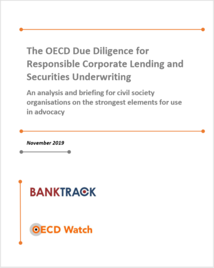 publication cover - OECD Watch & BankTrack briefing on OECD corporate lending due diligence guidance